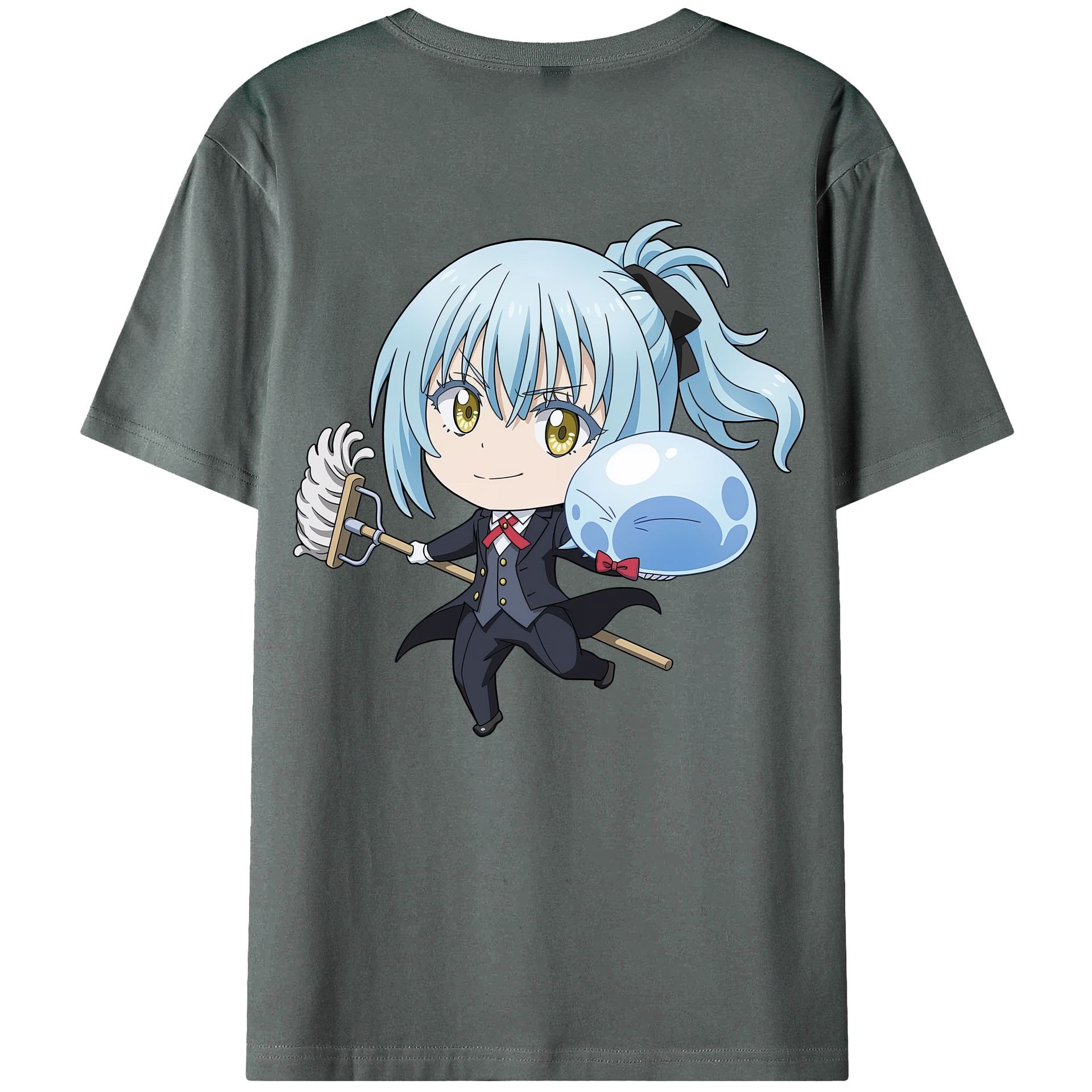 （画像用） 転スラ Regarding Reincarnated to Slime 綿100％ メンズ半袖Tシャツ（バックプリント） 通気性